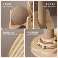 Compact Sisal Cat Scratcher with Nest and Turntable Toy