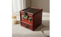 Vintage Wood Jewelry Box Embossed Floral Storage Item Scroll Pattern
