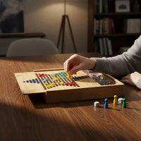Bamboo Game Board with Storage Interchangeable Boards Wooden Board Game Collection for Home Entertainment
