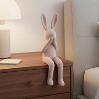3 Pieces Flocked Rabbit Figurine Soft Velvet Texture Table Ornament for Bedroom