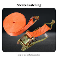 High Tensile Strength Ratchet Tie-down Strap Wear Resistant Heavy Duty Cargo Lashing Long-Lasting Stitching for Movers, Trailers