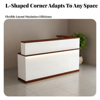 Reception Desk Wall Cabinet Set Scratch Resistant Bar Counter with Display Shelf Easy to Tidy Shop Checkout Counter for Hotel Lobby, Office