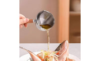 Double Pour Spouts Hot Oil Pouring Pot Wooden Handle Butter Warmer with Spout Multi-Purpose Small Milk Pan Hanging Loop for Home Cooks