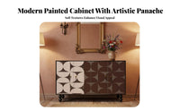 Painted 2-Door Chest Colorful Finish 2-Door Accent Cabinet Artistic Creative Expression Vintage Design for Art Lovers, Adults