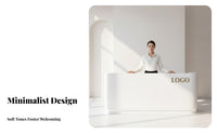 Modern Reception Desk with Lacquered Finish Contemporary Salon Front Desk Lamp Feature Luxury Commercial Counter Suitable for Beauty Salons Retail Stores Corporate Lobbies Professional Workplaces