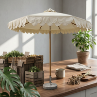 Round Patio Umbrella Double-Layer Patio Umbrella Eggshell