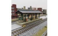Railway Stop with Canopy Realistic HO Model Railway Station Stop Painted for Hobbyists, Dioramas