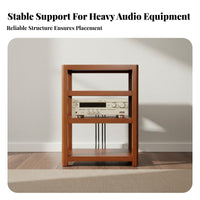 Solid Wood Audio Rack High-Fidelity Grade High-Fidelity Equipment Stand Rounded Edges Wooden Stereo Component Shelf for Audiophiles, Listening Room
