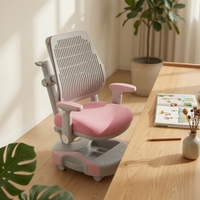 Adjustable Study Chair Armrests Kids Desk Chair Wheeled Base for Students