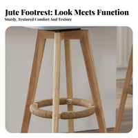 Upholstered Swivel Stool with Backrest High-Density Foam Padding Counter Chair
