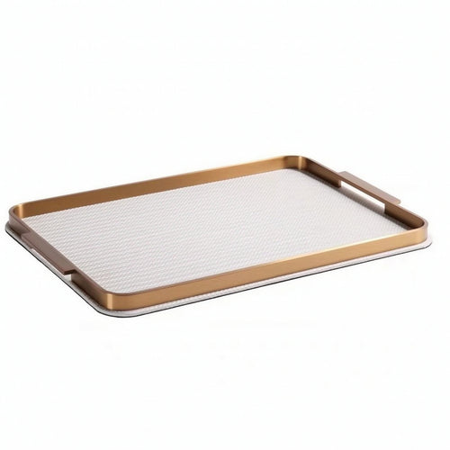 Metal Frame Tray Textured Tray with Handles Rectangular for Perfume Display