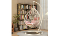 Woven Hanging Basket Chair with Stand Comfortable Egg Chair with Stand Weather-Resistant Swing Seat Stable for Balcony
