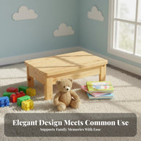 Low Wooden Bench Solid Wood Construction Low-Height Stool Waterproof for Adults
