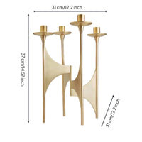 Candle Holder with Four Cups Golden Gold Candelabra Metal Decor for Hotel Reception Area