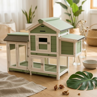 Wooden Small Pet Hutch Front-Opening Doors Small Pet Hutch Metal Latches Animal Habitat for Garden