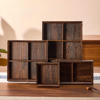 Nine-Grid Solid Wood Tea Tray with Chinese Style