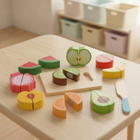 Pretend Play Culinary Items with Cutting Board Educational Culinary Play Props Cutting Interactive Display Fruit and Veggie Toy Set