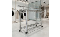 Telescoping Rolling Garment Rack Space-Saving Foldable Garment Rack Mobile Adjustable for Apartment