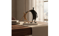 Human Figure Sculpture Textured Statue with Black Base Gold for Home Decorators