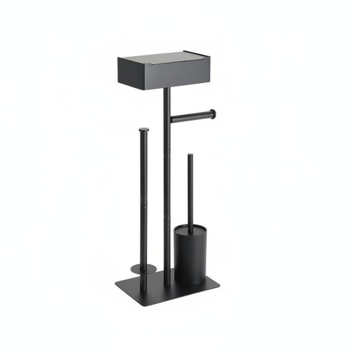 Toilet Paper Stand with Brush and Shelf Stable Design for Renters