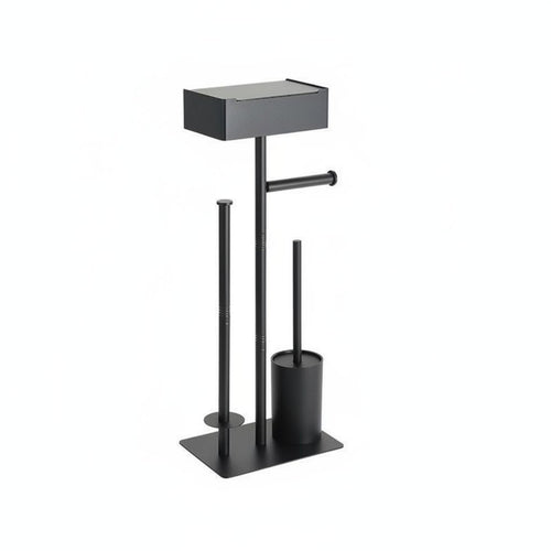 Toilet Paper Stand with Brush and Shelf Stable Design for Renters