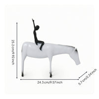 Horse Statue with Equestrian Figure Modern Horse Sculpture with Equestrian Figure Matte for Coffee Table