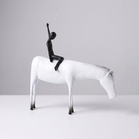 Horse Statue with Equestrian Figure Modern Horse Sculpture with Equestrian Figure Matte for Coffee Table