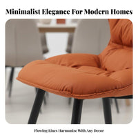 Upholstered Armless Seat Modern Design Pleated Back Side Chair Sturdy Metal Legs