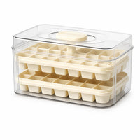 Ice Cube Tray with Lid and Bin Rectangular Container Manual for Freezer