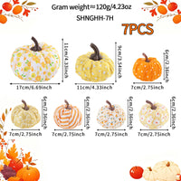 Autumn Fabric Pumpkin Decor, Simulation Pumpkin, Thanksgiving Decoration, Plaid Maple Leaf Pumpkin Ornament