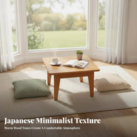 Foldable Low Tea Table Rounded Corners Bay Window Short Table Sturdy and Stable Japanese Aesthetic Floor Desk for Living Room
