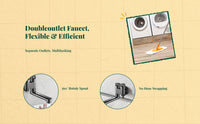 Washing Machine Faucet, 1-in-2-exit Rotating Water Tap, Balcony Mop Sink Adapter, Quick-Open Extension Connector