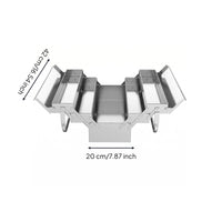 Stainless Steel Toolbox Foldable Three-Layer Toolbox Silver Shiny Finish