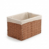 Woven Basket with Textile Textile-Lined Open-Top Tabletop Organizer Decorative
