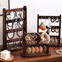 Solid Wood Minimalist Jewelry Display Stand, Multi-layer Organizer for Keychains, Hair Ties, Hair Accessories, Bracelets, for Market Stalls