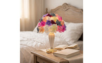Decorative Rose Table Lamp Floral Flower Lamp Dome-Shaped Lighting Ceramic for Women, Bedroom, Bedside, Wedding