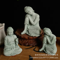 青砂石佛像摆件创意禅意工艺品鱼缸水族造景中式茶宠家居装饰
