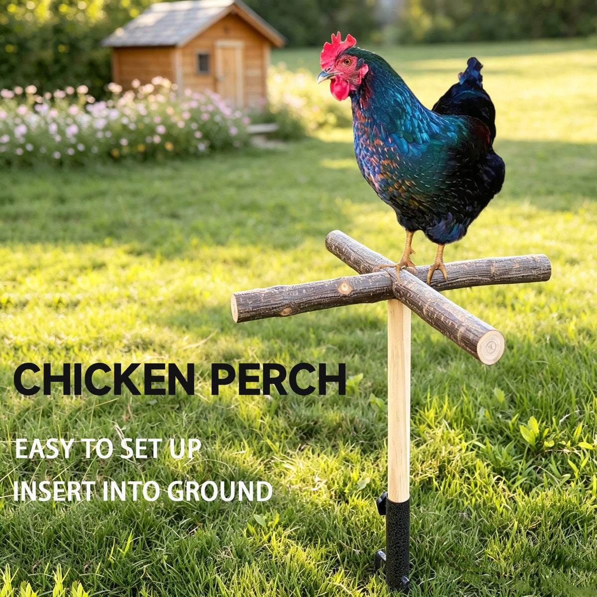 Wooden Chicken Perch Stand for Poultry and Parrots