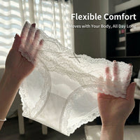 Women's Lace Trim Knickers Multipack with Gusset, Ice Silk Brazilian Ladies with Low Rise Design, Moisture Wicking