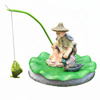 Floating Angler Figurine Pond Angler Ornament for Desktop Fountain, Garden