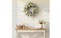 Easter Oval Wreath Pastel Colors Easter Wreath Reusable for Entryway