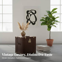 Vintage Suitcase Nightstand Retro Design Decorative hingedTop Trunk Western and Design No Assembly Required