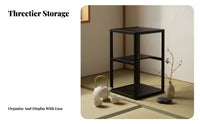 Minimalist Tea Ceremony Cabinet Wabi-Sabi Aesthetic Living Room Furniture Space-Saving Multi-Level Storage for Minimalists