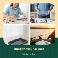 Rectangular Transparent Plastic Storage Box, Multi-Purpose Organizer, Hinged Lid, Compartment Container for Jewelry, Office Supplies, angling equipment