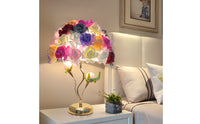 Decorative Rose Lamp Multicolor Floral Table Lamp Gold-Tone Corded for Bedroom, Living Room, Wedding