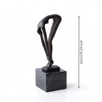 Human Figure Sculpture Bronze-Toned Sculpture with Pedestal Base Minimalist