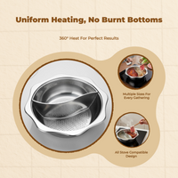 Stainless Steel Divided Hot Pot, Induction Compatible