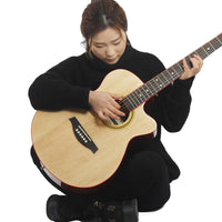吉他工厂批发40椴木民谣吉他guitar初学者入门练习琴木吉他送背包