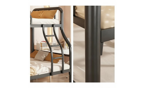 Space-Saving Metal Bunk Bed No Box Spring Needed Bunk Bed with Ladder Compact Furniture Sturdy for Children, Shared Room, Bedroom