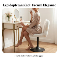 Round plush Stool rotate Function Makeup Chair Easy Assembly for Walk-in Closet